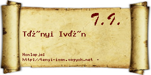 Tényi Iván névjegykártya